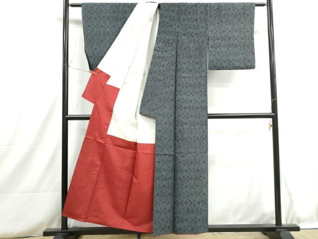 平和屋着物■上質な紬　花菱文　正絹　逸品　DABH8720qa