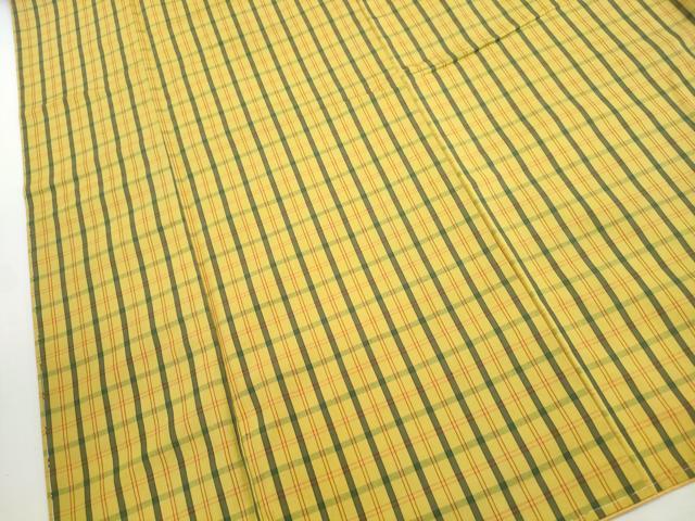 平和屋着物■上質な紬　格子文　正絹　逸品　DABH8721qa