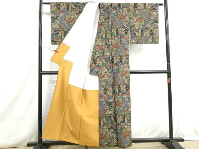 平和屋着物■上質な紬　花松文　正絹　逸品　DABH8724qa