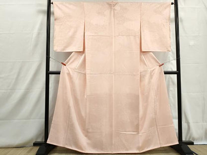 平和屋着物■上質な色無地　霞地紋　洗柿色　正絹　逸品　DABH8726qa