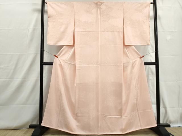 平和屋着物■上質な色無地　霞地紋　洗柿色　正絹　逸品　DABH8726qa