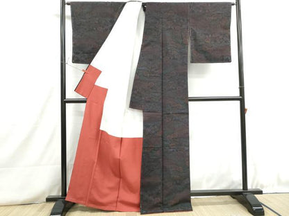 平和屋着物■上質な紬　エ霞花文　正絹　逸品　DABH8729qa