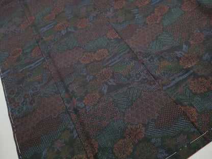 平和屋着物■上質な紬　エ霞花文　正絹　逸品　DABH8729qa
