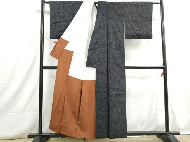 平和屋着物■結城紬　80亀甲　草花文　正絹　逸品　DABH8730qa