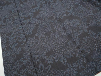 平和屋着物■結城紬　80亀甲　草花文　正絹　逸品　DABH8730qa
