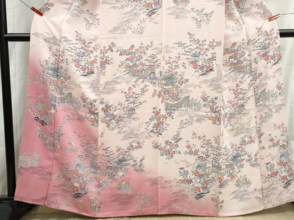平和屋着物■訪問着　風景花文　松竹梅　暈し染め　正絹　逸品　DABH8733qa
