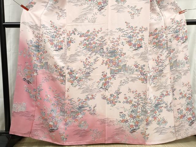 平和屋着物■訪問着　風景花文　松竹梅　暈し染め　正絹　逸品　DABH8733qa
