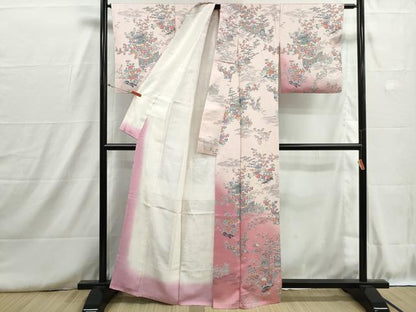 平和屋着物■訪問着　風景花文　松竹梅　暈し染め　正絹　逸品　DABH8733qa
