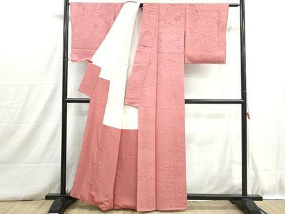平和屋着物■上質な色無地　流水亀甲花地紋　薄紅色　正絹　逸品　DABH8738qa