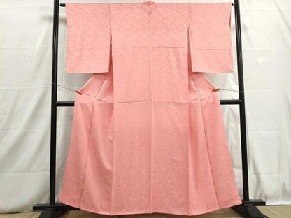 平和屋着物■上質な色無地　天井草花地紋　紅梅色　正絹　逸品　DABH8739qa