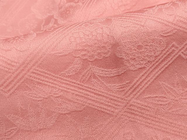 平和屋着物■上質な色無地　天井草花地紋　紅梅色　正絹　逸品　DABH8739qa