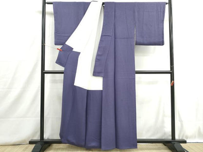 平和屋着物■上質な色無地　霞地紋　鳩羽色　正絹　逸品　DABH8740qa
