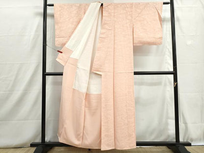 平和屋着物■上質な色無地　流水地紋　洗柿色　正絹　逸品　DABH8741qa