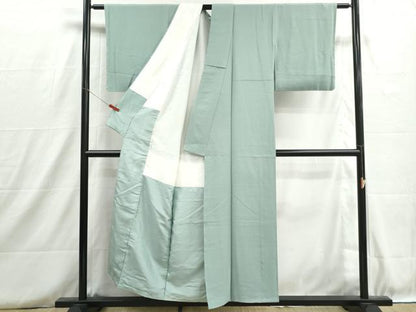 平和屋着物■上質な色無地　霞地紋　白藍色　正絹　逸品　DABH8743qa