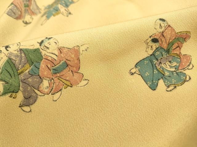 平和屋着物■上質な小紋　手描き　人物文　童　正絹　逸品　DABH8744qa