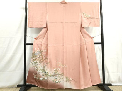 平和屋着物■訪問着　風景花文　松竹梅　暈し染め　金彩　正絹　逸品　DABH8749qa