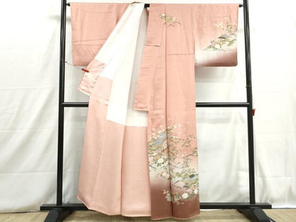 平和屋着物■訪問着　風景花文　松竹梅　暈し染め　金彩　正絹　逸品　DABH8749qa