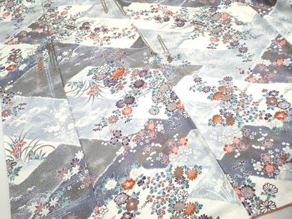 平和屋着物■上質な小紋　流水草花文　椿　暈し染め　金彩　正絹　逸品　DABH8750qa