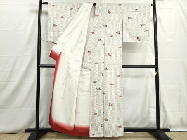平和屋着物■上質な小紋　鴛鴦文　正絹　逸品　DABH8751qa