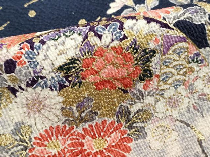 平和屋着物■上質な小紋　重ね雲地紙花文　金彩　正絹　逸品　DABH8755qa