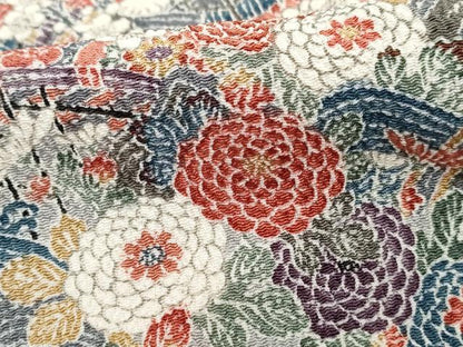 平和屋着物■上質な小紋　渡橋風景花文　松竹梅　鬼しぼ縮緬　正絹　逸品　DABH8756qa