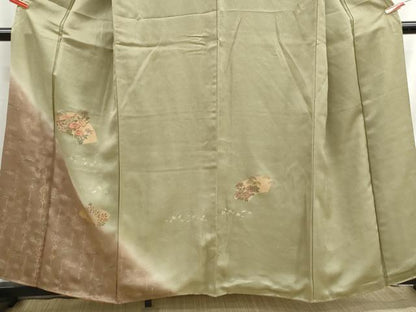 平和屋着物■訪問着　刺繍　地紙几帳花松文　暈し染め　金彩　正絹　逸品　DABH8758qa