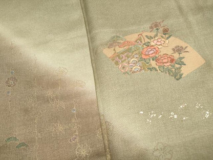 平和屋着物■訪問着　刺繍　地紙几帳花松文　暈し染め　金彩　正絹　逸品　DABH8758qa