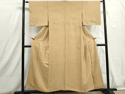 平和屋着物■上質な色無地　霞地紋　杏色　正絹　逸品　DABH8759qa