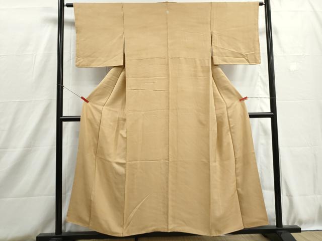 平和屋着物■上質な色無地　霞地紋　杏色　正絹　逸品　DABH8759qa