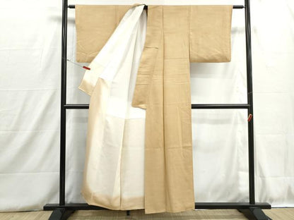 平和屋着物■上質な色無地　霞地紋　杏色　正絹　逸品　DABH8759qa