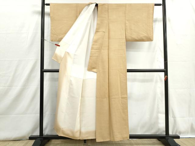 平和屋着物■上質な色無地　霞地紋　杏色　正絹　逸品　DABH8759qa