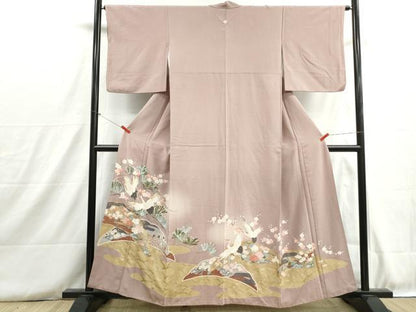 平和屋着物■豪華色留袖　雪芝飛鶴花文　暈し染め　金彩　正絹　逸品　DABH8761qa