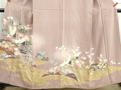 平和屋着物■豪華色留袖　雪芝飛鶴花文　暈し染め　金彩　正絹　逸品　DABH8761qa