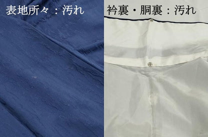 平和屋着物■上質な色無地　霞地紋　紺色　正絹　逸品　DABH8762qa