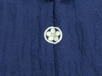 平和屋着物■上質な色無地　霞地紋　紺色　正絹　逸品　DABH8762qa
