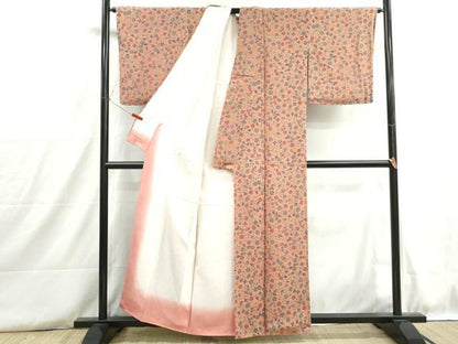 平和屋着物■上質な小紋　唐草文　鬼しぼ縮緬　正絹　逸品　DABH8764qa