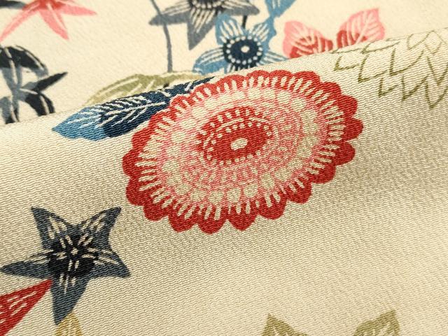 平和屋着物■上質な小紋　型染め　草花文　正絹　逸品　DABH8765qa