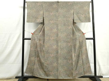 平和屋着物■上質な小紋　抽象花青海波文　正絹　逸品　DABH8766qa