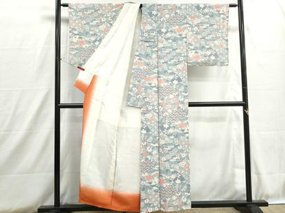 平和屋着物■上質な小紋　花青海波文　正絹　逸品　DABH8768qa