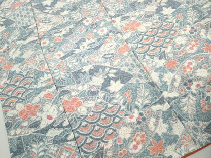 平和屋着物■上質な小紋　花青海波文　正絹　逸品　DABH8768qa