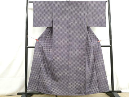 平和屋着物■上質な小紋　紬地　網目文　暈し染め　正絹　逸品　DABH8771qa