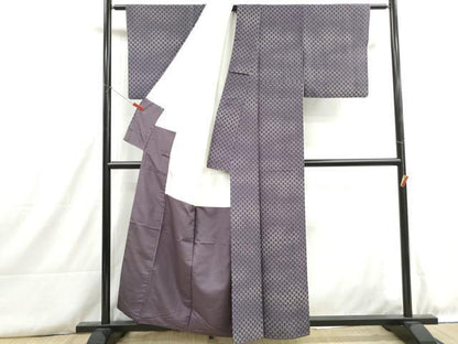 平和屋着物■上質な小紋　紬地　網目文　暈し染め　正絹　逸品　DABH8771qa
