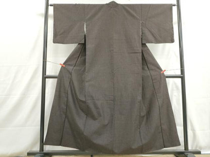 平和屋着物■上質な紬　絣文様　黒地　正絹　逸品　DABH8775qa