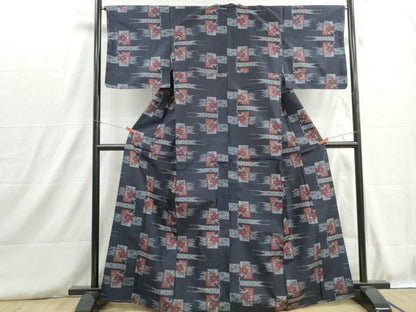 平和屋着物■上質な紬　重ね色紙花文　正絹　逸品　DABH8776qa