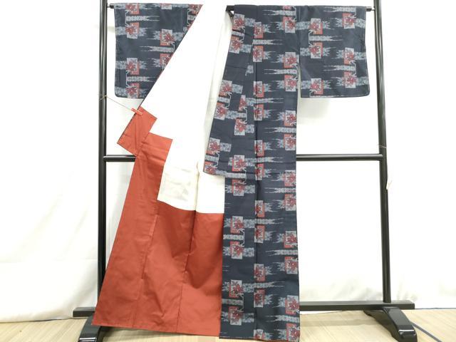 平和屋着物■上質な紬　重ね色紙花文　正絹　逸品　DABH8776qa