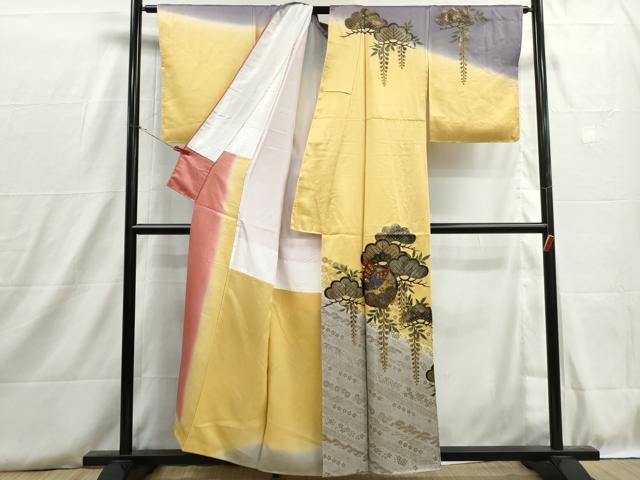 平和屋着物■訪問着　花蝶松丸文　暈し染め　金彩　正絹　逸品　DABH8777qa