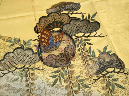 平和屋着物■訪問着　花蝶松丸文　暈し染め　金彩　正絹　逸品　DABH8777qa