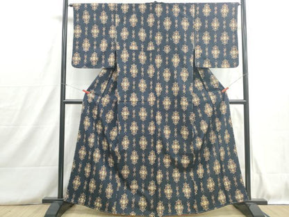 平和屋着物■上質な紬　抽象間道　正絹　逸品　DABH8780qa