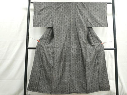平和屋着物■上質な紬　抽象菱間道　正絹　逸品　DABH8781qa