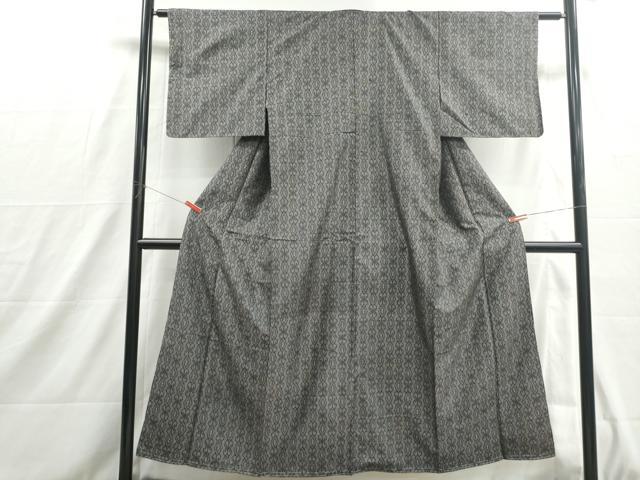 平和屋着物■上質な紬　抽象菱間道　正絹　逸品　DABH8781qa